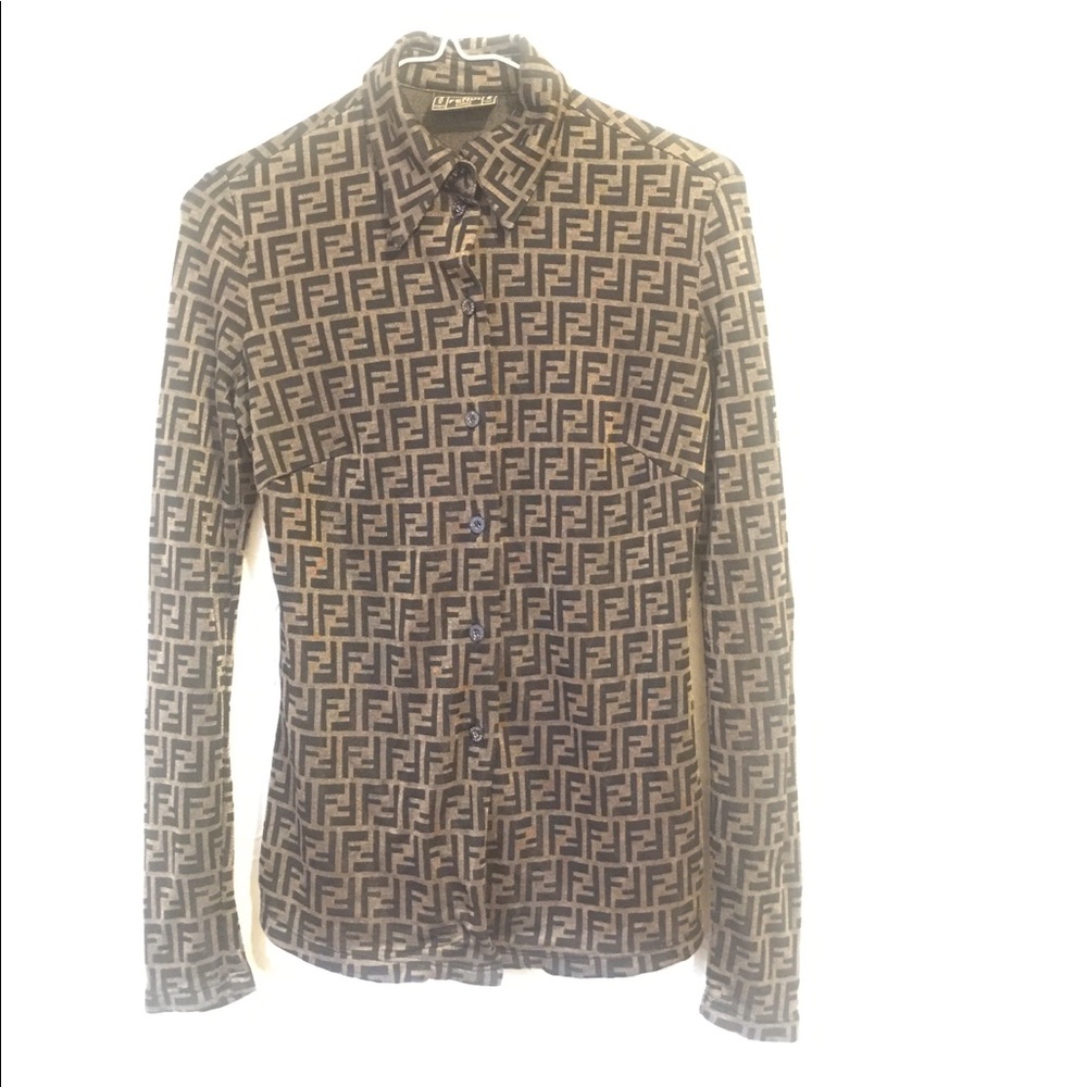 Fendi Zucca FF Monogram Logo Shirt Blouse Top
